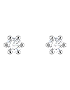 Broqueles de flor Joyerías Bizzarro de oro blanco 14 K con acabado brillante diamante