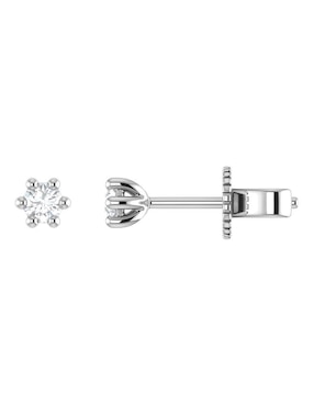 Broqueles de flor Joyerías Bizzarro de oro blanco 14 K con acabado brillante diamante