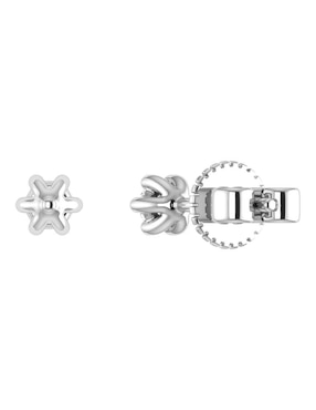 Broqueles de flor Joyerías Bizzarro de oro blanco 14 K con acabado brillante diamante