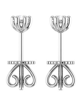 Broqueles de flor Joyerías Bizzarro de oro blanco 14 K con acabado brillante diamante