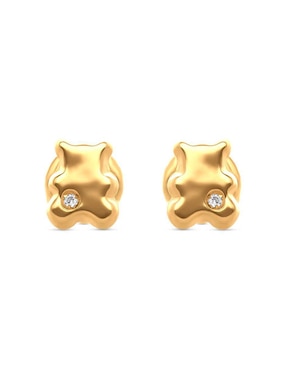 Broqueles de oso Joyerías Bizzarro de oro 14 K con acabado brillante diamante
