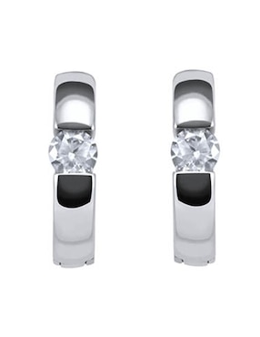 Arracadas Joyerías Bizzarro de oro blanco 14 k con acabado brillante zirconia