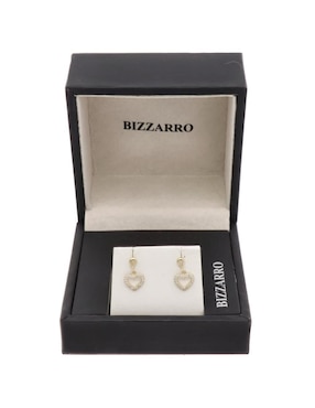 Aretes cortos de corazón Joyerías Bizzarro de oro 10 K con acabado brillante zirconia