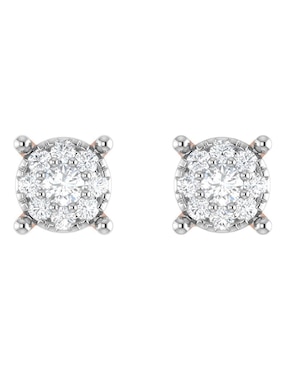 Broqueles Joyerías Bizzarro de oro rosa 14 k con acabado brillante diamante
