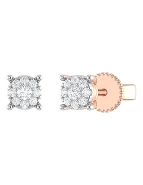 Broqueles Joyerías Bizzarro de oro rosa 14 k con acabado brillante diamante