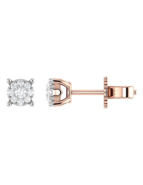 Broqueles Joyerías Bizzarro de oro rosa 14 k con acabado brillante diamante