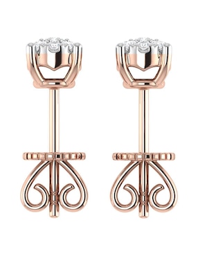 Broqueles Joyerías Bizzarro de oro rosa 14 k con acabado brillante diamante