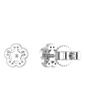 Broqueles de flor Joyerías Bizzarro de oro blanco 14 k con acabado brillante diamante