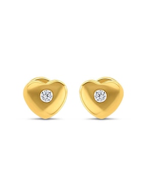 Broqueles de corazón Joyerías Bizzarro de oro amarillo 14 K con acabado brillante diamante