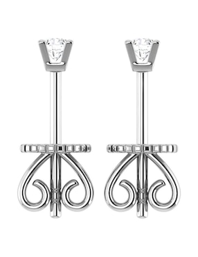 Broqueles circulares Joyerías Bizzarro de oro blanco 14 K con acabado brillante diamante