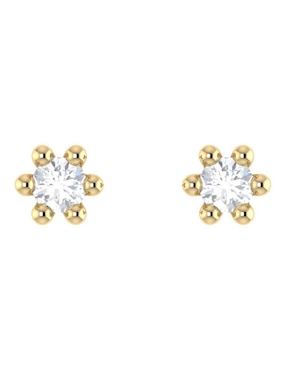 Broqueles de flor Joyerías Bizzarro de oro amarillo 14 K con acabado brillante diamante