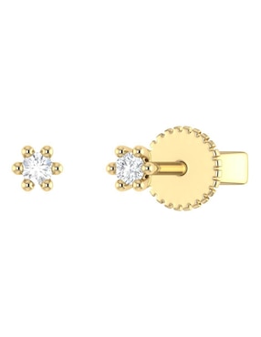 Broqueles de flor Joyerías Bizzarro de oro amarillo 14 K con acabado brillante diamante