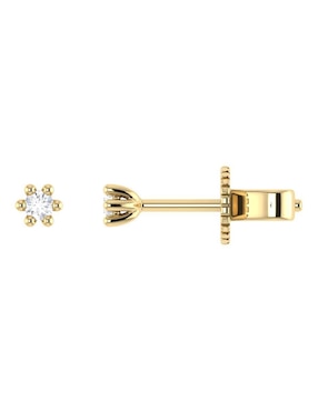 Broqueles de flor Joyerías Bizzarro de oro amarillo 14 K con acabado brillante diamante