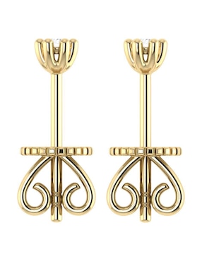 Broqueles de flor Joyerías Bizzarro de oro amarillo 14 K con acabado brillante diamante