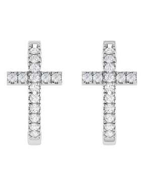 Arracadas Joyerías Bizzarro de oro blanco 14 K con acabado brillante diamante