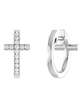 Arracadas Joyerías Bizzarro de oro blanco 14 K con acabado brillante diamante