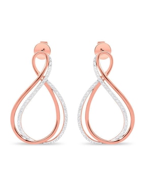 Aretes cortos de infinito Joyerías Bizzarro de oro rosa 14 K con acabado brillante diamante