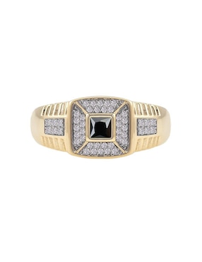 Anillo cuadrado Abba Joyas 10 k de oro zirconia brillante