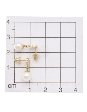 Aretes cortos de huella Joyerías Bizzarro de oro 10 K con acabado brillante perla