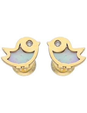 Broqueles de pájaro Joyerías Bizzarro de oro amarillo 14 K con acabado brillante diamante