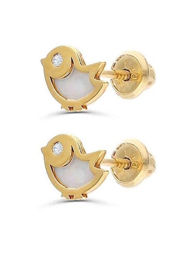 Broqueles de pájaro Joyerías Bizzarro de oro amarillo 14 K con acabado brillante diamante