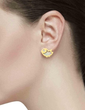 Broqueles de pájaro Joyerías Bizzarro de oro amarillo 14 K con acabado brillante diamante