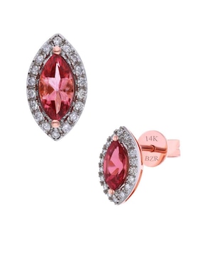 Broqueles ovalados Joyerías Bizzarro de oro rosa 14 K con acabado brillante diamante
