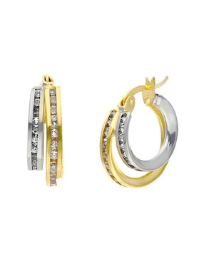 Arracadas circular Joyerías Bizzarro de oro 14 k con acabado brillante zirconia