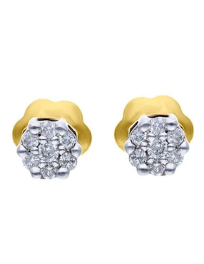 Broqueles de cruz Joyerías Bizzarro de oro amarillo 14 k con acabado brillante diamante