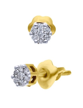 Broqueles de cruz Joyerías Bizzarro de oro amarillo 14 k con acabado brillante diamante