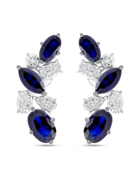 Aretes cortos de hoja Joyerías Bizzarro de oro blanco 14 K con acabado brillante diamante