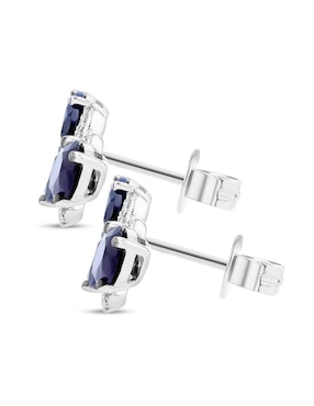 Aretes cortos de hoja Joyerías Bizzarro de oro blanco 14 K con acabado brillante diamante