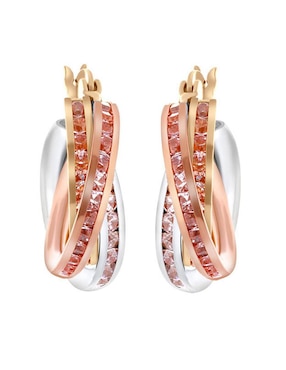 Arracadas circular Joyerías Bizzarro de oro florentino 14 k con acabado brillante zirconia