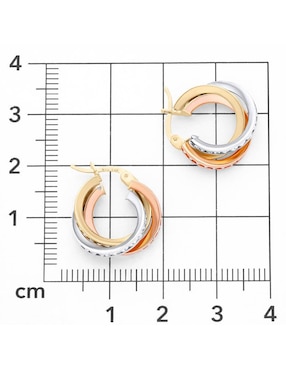 Arracadas circular Joyerías Bizzarro de oro florentino 14 k con acabado brillante zirconia