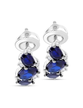 Aretes cortos de hoja Joyerías Bizzarro de oro blanco 14 K con acabado brillante diamante