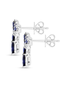 Aretes cortos de flor Joyerías Bizzarro de oro blanco 14 K con acabado brillante diamante