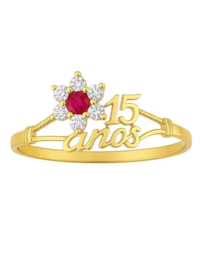 Anillo Joyería M De Leon 10 k de oro rubí