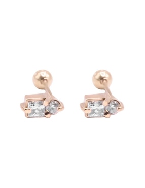 Broqueles Teresa Díaz Joyería Mexicana Modelos Unicos de oro 14 k con acabado brillante cuarzo