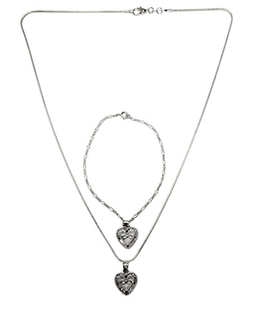 Set collar y pulsera de corazón Limerence by Claudia Herrera Infinito de plata P 925 zirconia