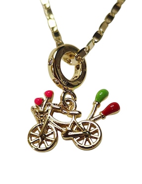 Collar con dije Limerence By Claudia Herrera Bicicleta de oro laminado 14 K