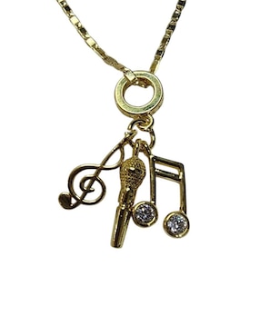 Collar con dije de nota musical Limerence By Claudia Herrera Microfono de oro laminado 14 K