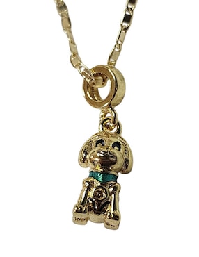 Collar con dije de perro Limerence By Claudia Herrera de oro laminado 14 K