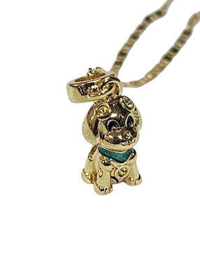Collar con dije de perro Limerence By Claudia Herrera de oro laminado 14 K
