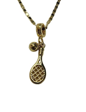 Collar con dije de raqueta Limerence By Claudia Herrera Tennis de oro laminado 14 K