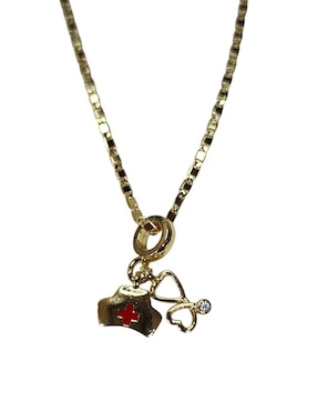 Collar con dije de estetoscopio Limerence By Claudia Herrera de oro laminado 14 K