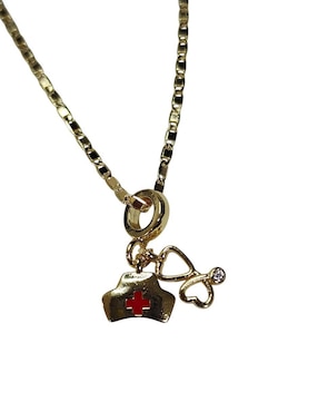 Collar con dije de estetoscopio Limerence By Claudia Herrera de oro laminado 14 K