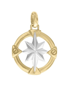 Dije de brújula Fianelli rosa de los vientos de oro 14 K