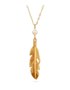 Collar con dije de pluma Vangania de baño de oro 18 K
