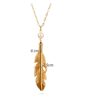 Collar con dije de pluma Vangania de baño de oro 18 K