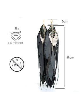 Aretes largos de Pluma vangania